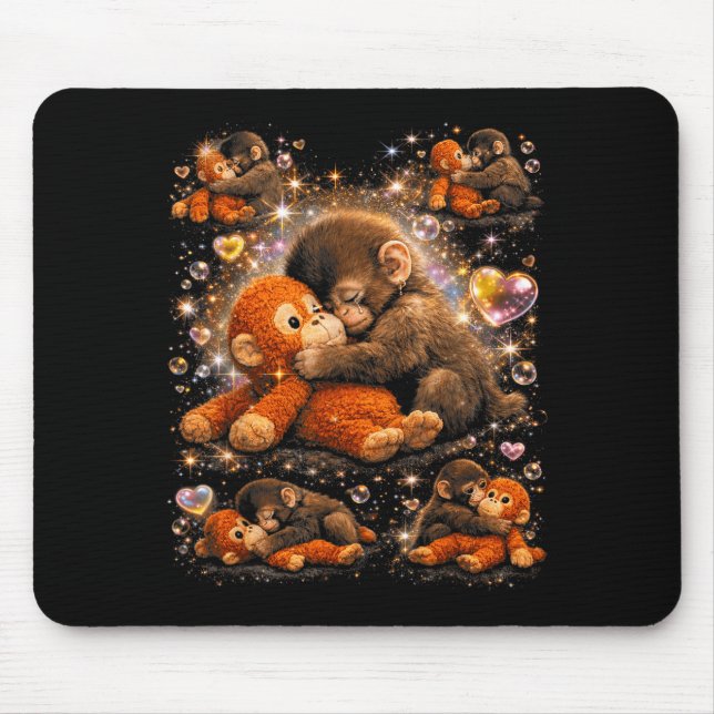 Baby-Affe Cute Punch Umarmer Plüsch Mousepad (Vorne)