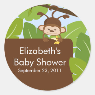 Baby-Affe-Dschungel-Safari-Babyparty-Aufkleber Runder Aufkleber