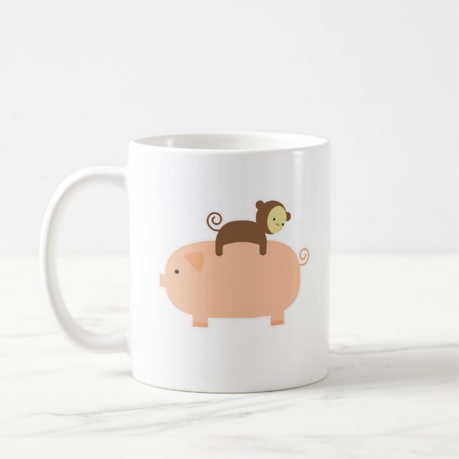 Baby-Affe-Reiten auf einem Schwein Kaffeetasse (Links)