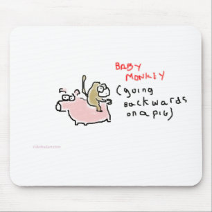 Baby-Affe (rückwärts fahrend auf ein Schwein) Mousepad