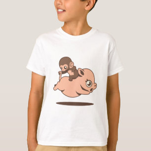 Baby-Affe (rückwärts gehend auf ein Schwein) T-Shirt