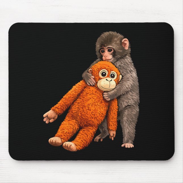 Baby-Affe schlägt umarmend  Mousepad (Vorne)
