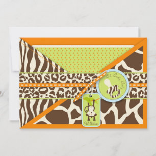 Baby-Affen-Dschungel-Safari-Baby-Party Einladung