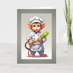 Baby-Affen-Koch-Illustration Leere Grußkarte Karte