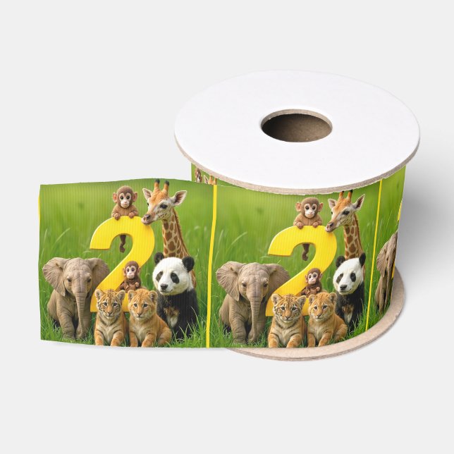 Baby African Animals With a Big Number Two Ripsband (Spule)