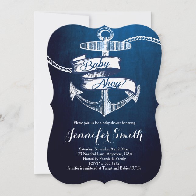 Baby Ahoy Baby Shower Einladung (Vorderseite)