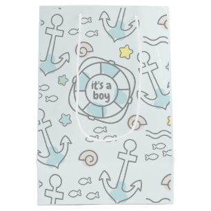 Baby Ahoy Nautical Baby Boy Geschenktasche Mittlere Geschenktüte
