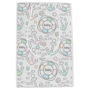 Baby Ahoy Nautical Baby Geschenktasche Mittlere Geschenktüte