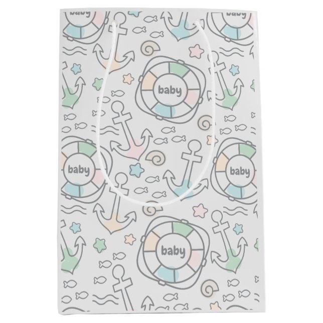 Baby Ahoy Nautical Baby Geschenktasche Mittlere Geschenktüte (Vorderseite)