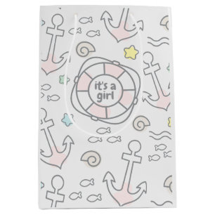 Baby Ahoy Nautical Baby Girl Geschenktasche Mittlere Geschenktüte