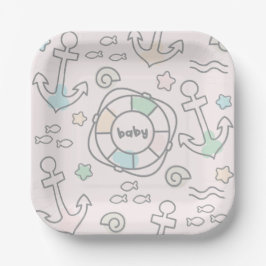 Baby Ahoy Paper Plate Pappteller