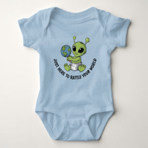Baby Alien Holding Rattle Bodysuit Baby Strampler