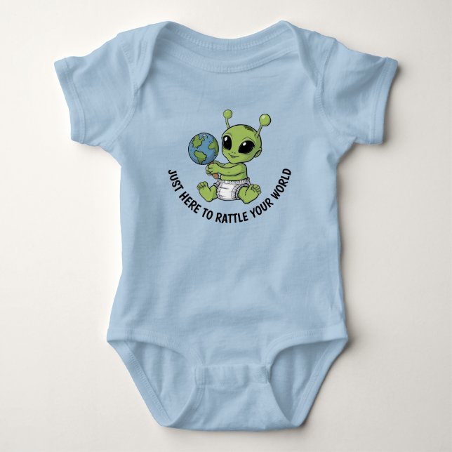 Baby Alien Holding Rattle Bodysuit Strampler (Vorderseite)