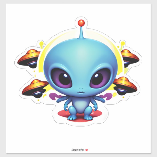 Baby Alien & UFO Aufkleber (Blatt)