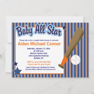 Baby All Stars Baseball und Bat Sports Einladung