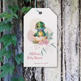 Baby Alligator hält Blumenbaby-Dusche fest Geschenkanhänger