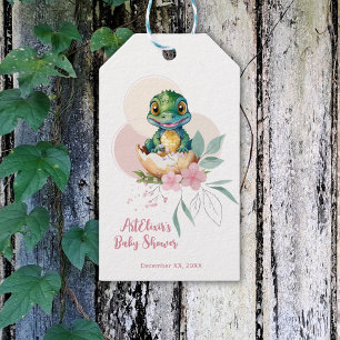 Baby Alligator hält Blumenbaby-Dusche fest Geschenkanhänger