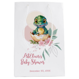 Baby Alligator hält Blumenbaby-Dusche fest Mittlere Geschenktüte