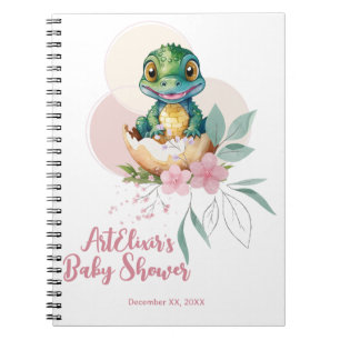 Baby Alligator hält Blumenbaby-Dusche fest Notizblock