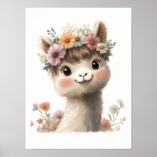 Baby Alpaca Girl Art Print Poster