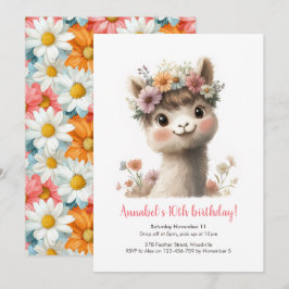 Baby Alpaca Girls Einladung zum Geburtstag