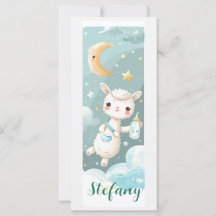 Baby Alpaca Watercolor Personalisiertes Lesezeiche