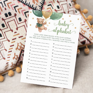Baby Alphabet ABC Spiel Baby Shower Teddy Bear Kar Einladung