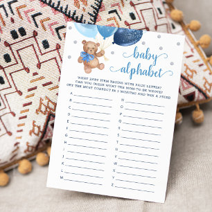 Baby Alphabet ABC Spiel Baby Shower Teddy Bear Kar Einladung