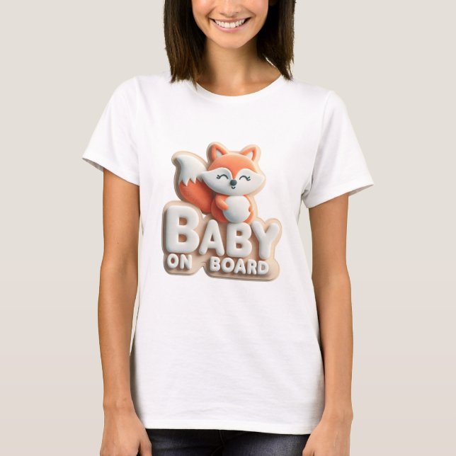 Baby an Bord Ankündigung - Fox-Themed T-Shirt (Vorderseite)