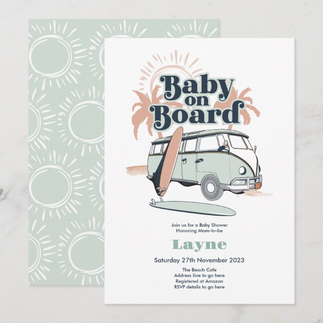 Baby an Bord Baby Dusche Einladung (Vorne/Hinten)