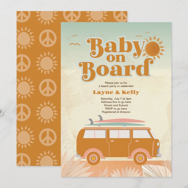Baby an Bord Baby Dusche Einladung (Vorne/Hinten)