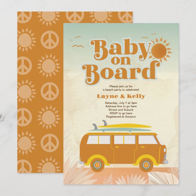 Baby an Bord Babydusche Einladung (Vorne/Hinten)