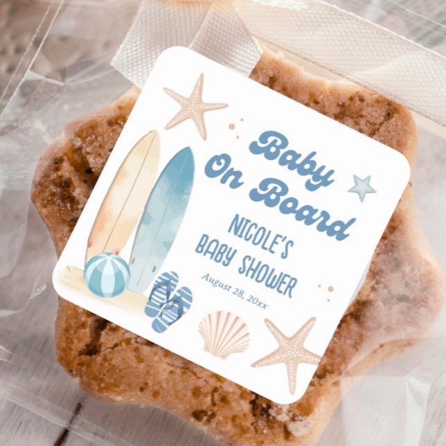 Baby an Bord Babydusche Quadratischer Aufkleber (Von Creator hochgeladen)