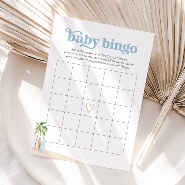 Baby an Bord Beach Surf Baby Dusche Bingo Einladung (Von Creator hochgeladen)