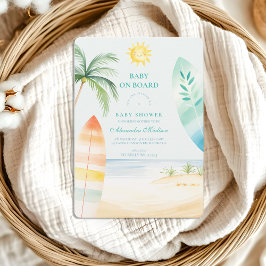 Baby an Bord Beach Surf Baby Dusche Einladung