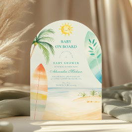 Baby an Bord Beach Surf Baby Dusche Einladung