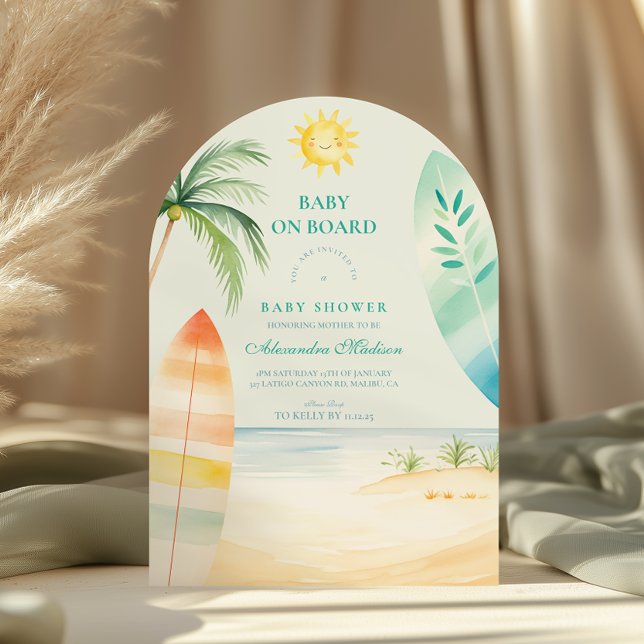 Baby an Bord Beach Surf Baby Dusche Einladung (Von Creator hochgeladen)