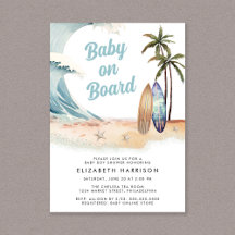 Baby an Bord Beach Surf Baby Dusche