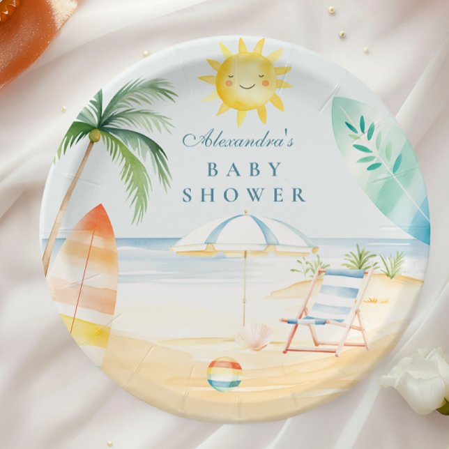 Baby an Bord Beach Surf Baby Dusche Pappteller (Von Creator hochgeladen)