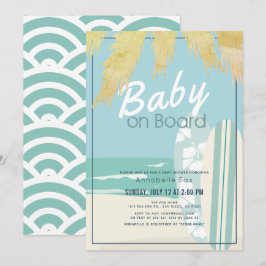 Baby an Bord Beach Surf Boy Baby Dusche Einladung