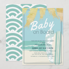 Baby an Bord Beach Surf Boy Virtual Baby Dusche Einladung