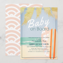 Baby an Bord Beach Surf Girl Virtual Baby Dusche Einladung