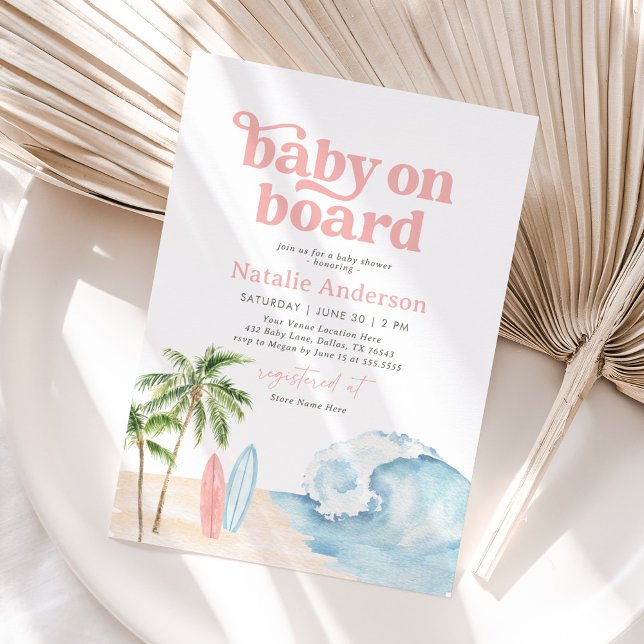 Baby an Bord Beach Surf Kinderdusche Einladung (Von Creator hochgeladen)