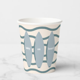 "Baby an Bord" Beach Surfing Ocean Baby Shower Pappbecher