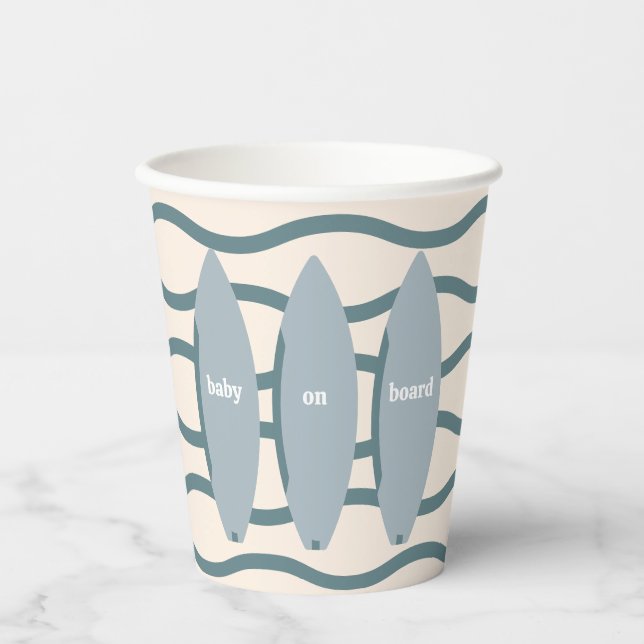 "Baby an Bord" Beach Surfing Ocean Baby Shower Pappbecher (Vorderseite)