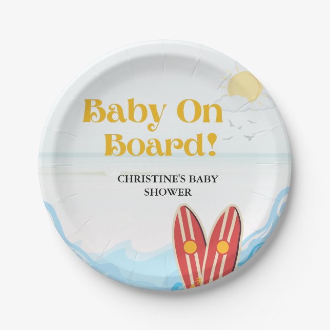Baby an Bord Beachvolleydusche Danke Pappteller (Vorderseite)
