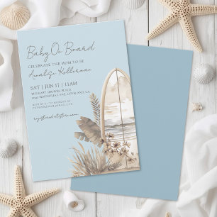 Baby an Bord Blau Boho Strand Babyparty Einladung