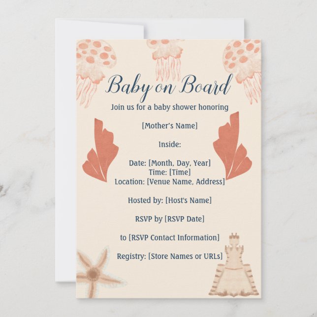 Baby an Bord Coastal Baby Dusche Einladung (Vorderseite)