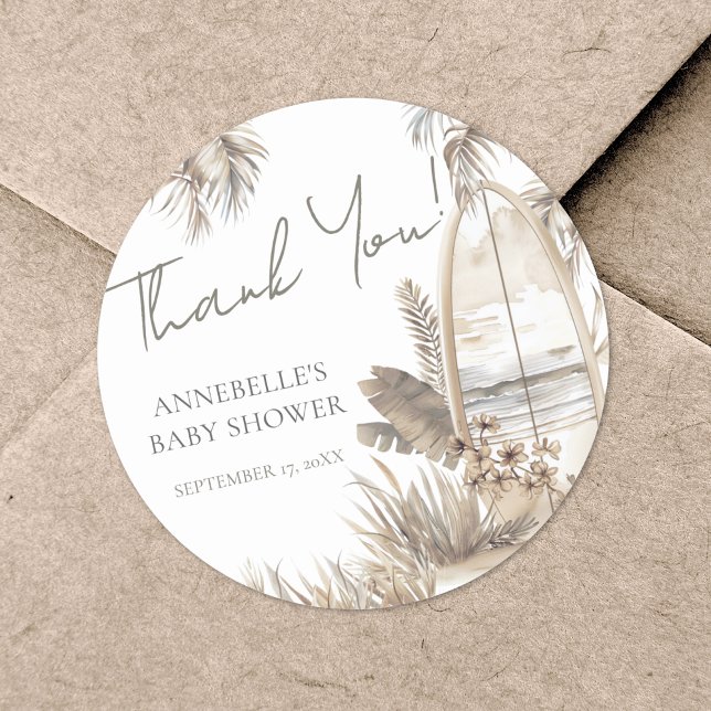 Baby an Bord Danke Babydusche Runder Aufkleber (Baby On Board Thank You Baby Shower Classic Round Sticker)