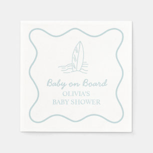 Baby an Bord Doodle-Surfbrett-Strand-Baby-Party Serviette